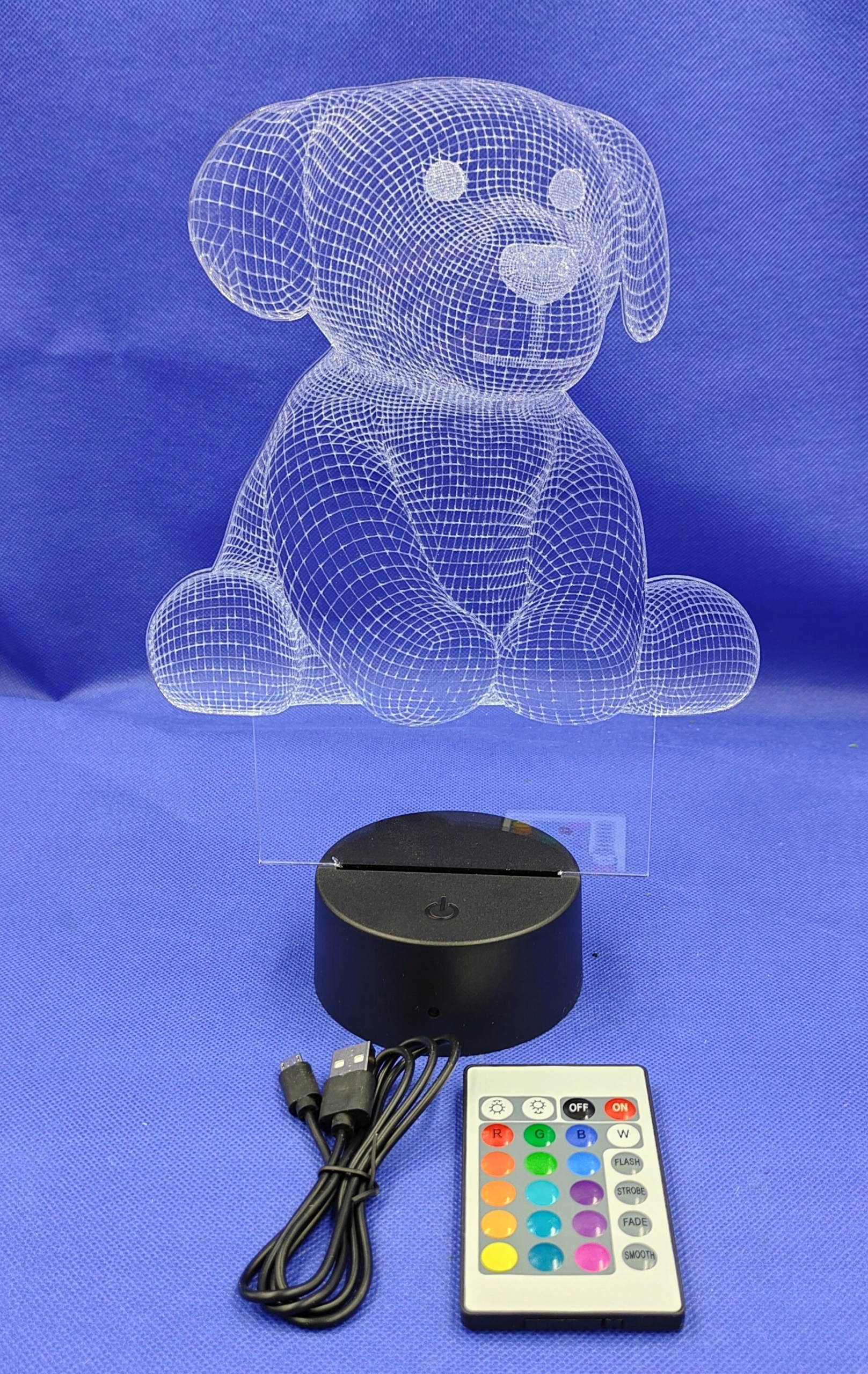 Lampka nocna 3D pies, piesek/misio RGB pilot zmiana kolorów plexi podstawka Marka inna marka