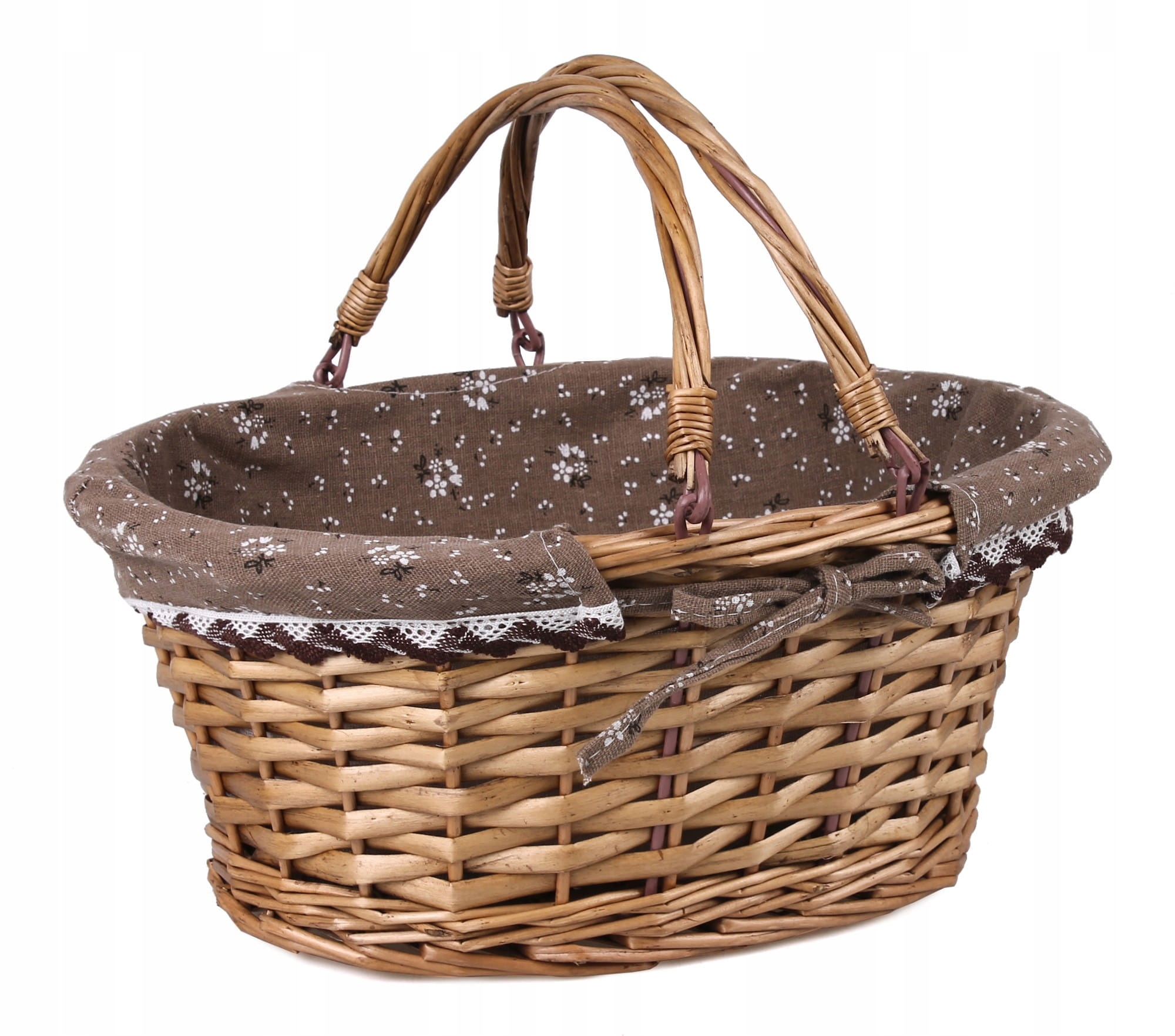 

Brązowy Koszyk Wiklinowy Ze Składanymi Uchwytami