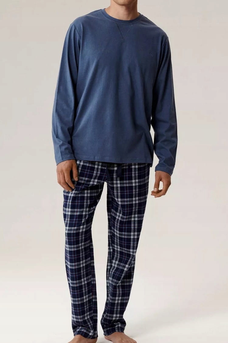 Pánské pyžamo bavlna Atlantic NMP-393 tmavě modrá [Velikost L]