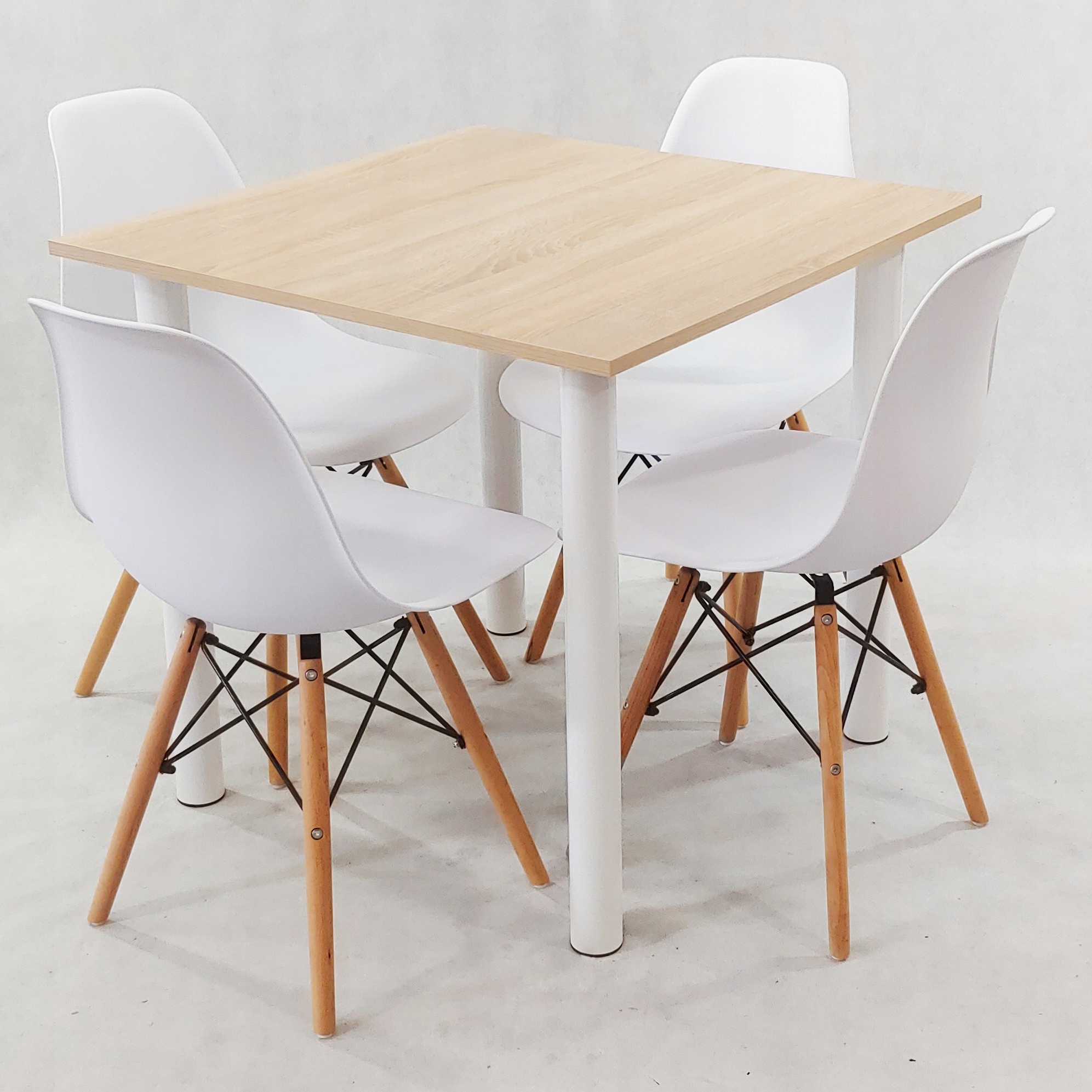 Zestaw stół Lugano 80x80 sonoma 4 Milano białe Stan opakowania oryginalne