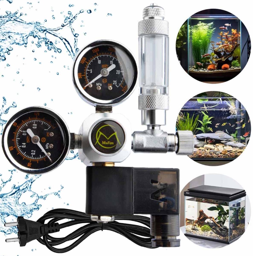 Redukce pro akvárium CO2 lahví dva manometry