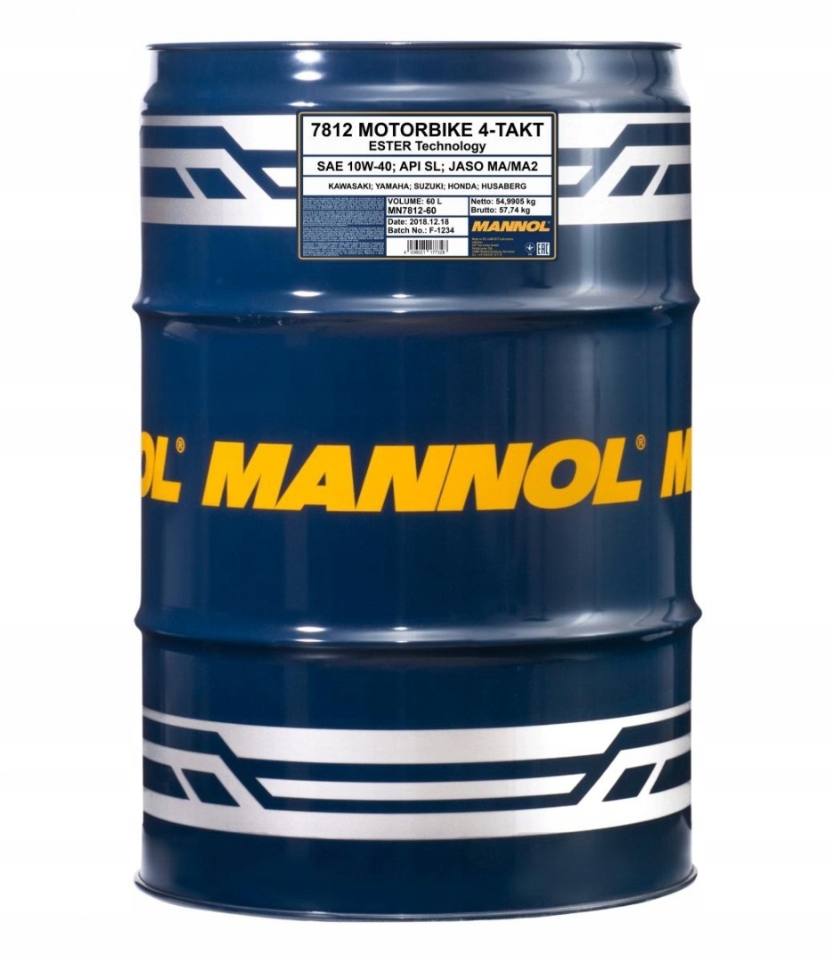 Mannol Motorový Olej 4T Motorbike 10V40 60L Ester MA2 Syntetický (7812) (a)