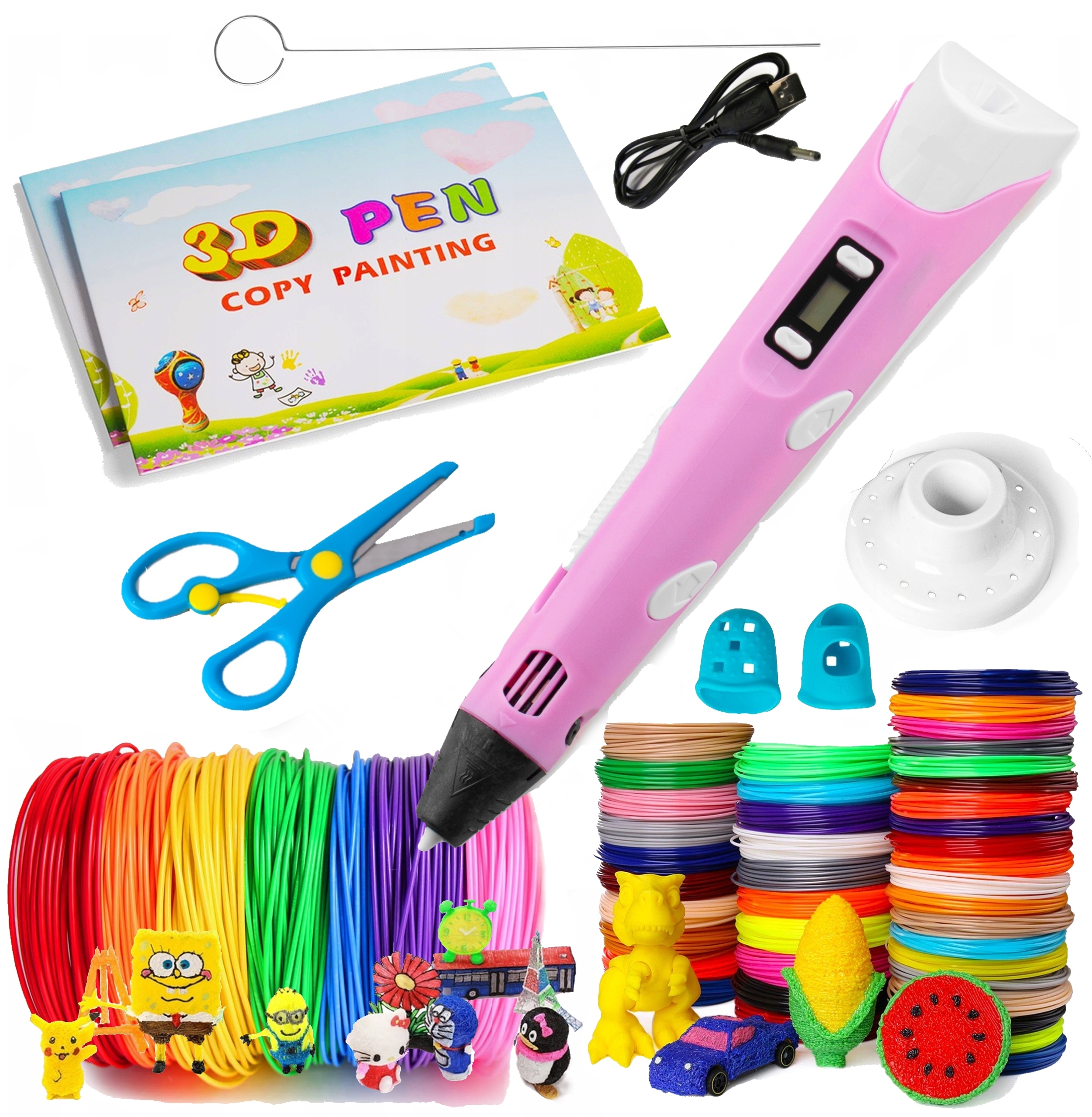 Długopis 3D Dla Dzieci Drukarka 3D Pen Wkłady 150 M Pla Zestaw XXL 8w1