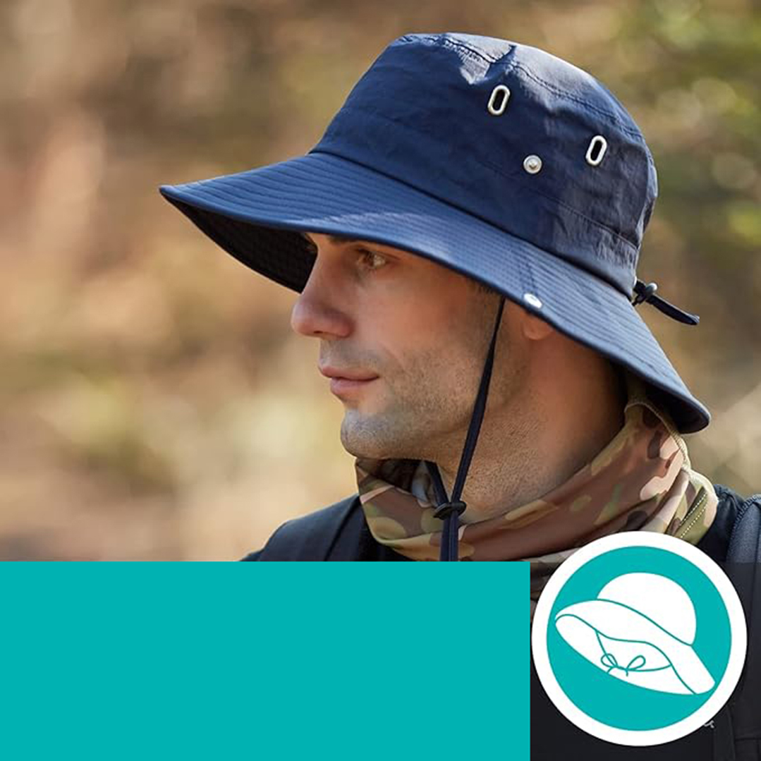 KAPELUSZ TYPU BUCKET OCHRONA UV LEKKI Z SZEROKIM RONDEM NA WĘDRÓWKI Rozmiar (obwód głowy w cm) uniwersalny