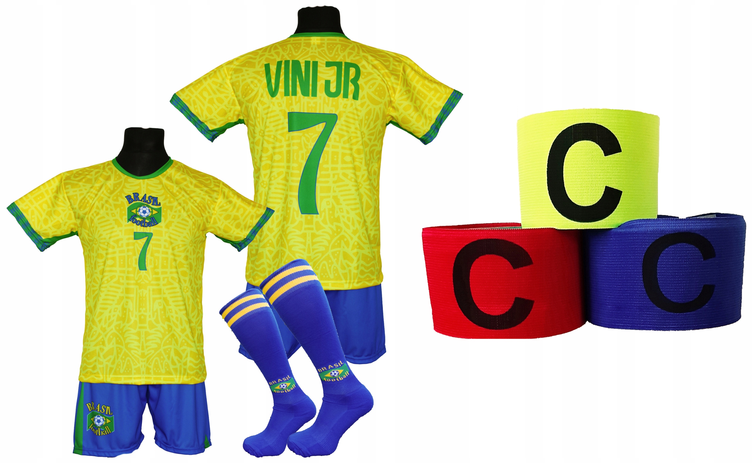 Sada fotbalového oblečení Vini Jr Brazílie pro mladé fanoušky velikost 122