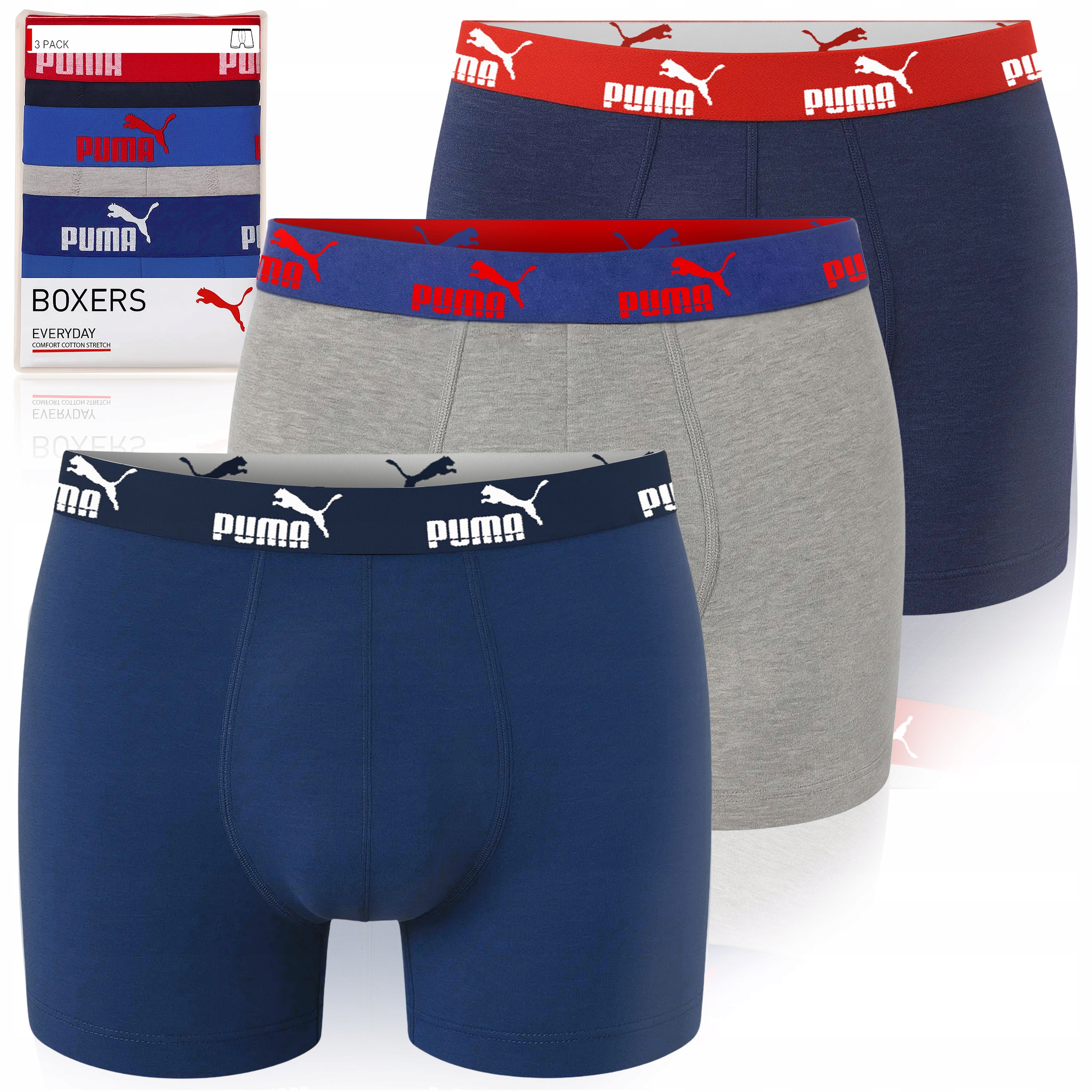 Puma Bokserki Męskie Sodalite Blue Bawełna 3 Pak Rozmiar M