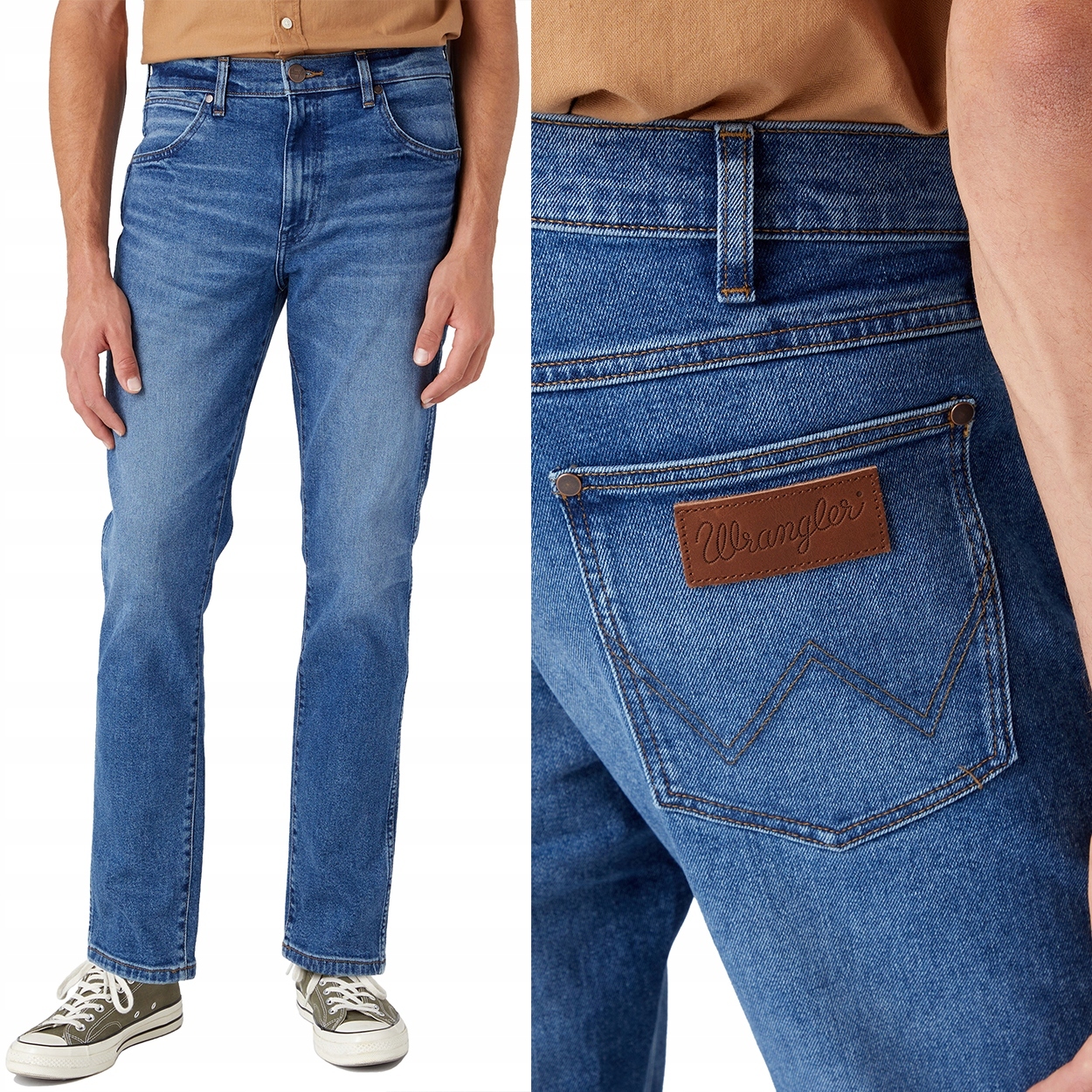 Wrangler Larston slim Smoke Sea DžINS přiléhavé džínové kalhoty W36 L34