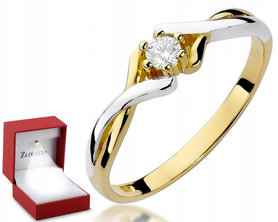 Złoty pierścionek z brylantem 0,08 ct 0,585 Sklep