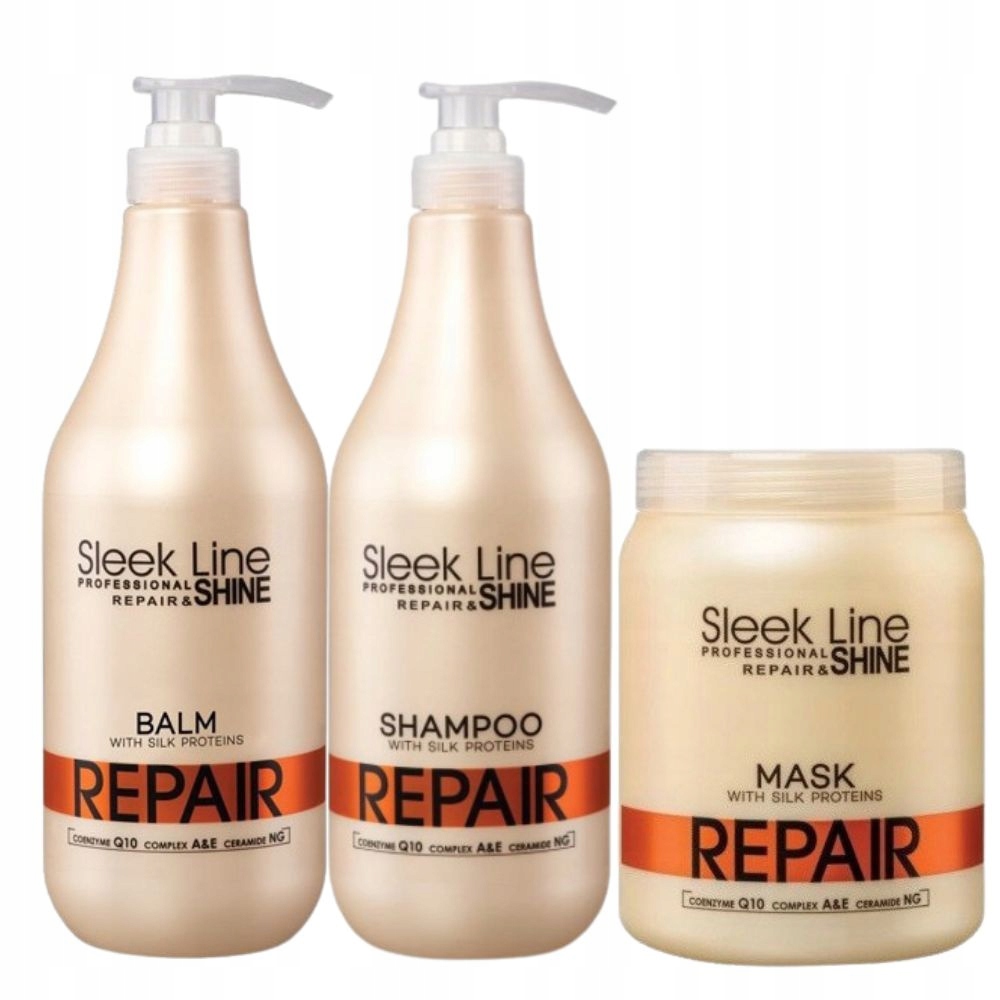 Zestaw Sleek Line Repair z Jedwabiem Szampon+ Balsam +Maska