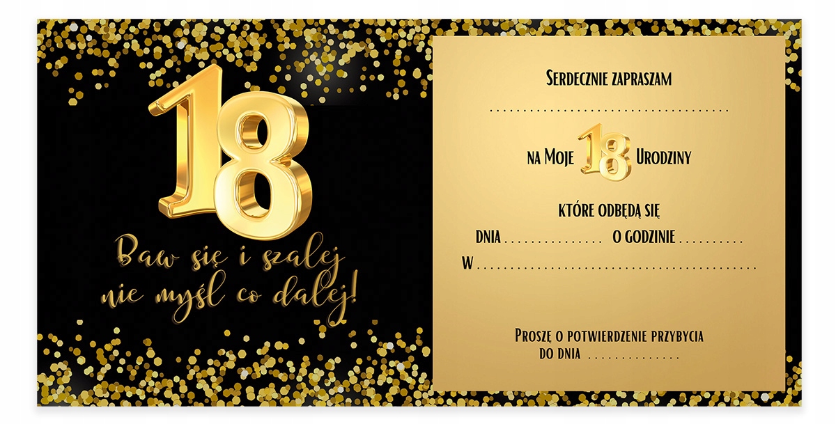 Zaproszenia na 18 Urodziny Osiemnastkę /Koperta Magiczna Osiemnastka Z11_26 Marka Szalony Kot