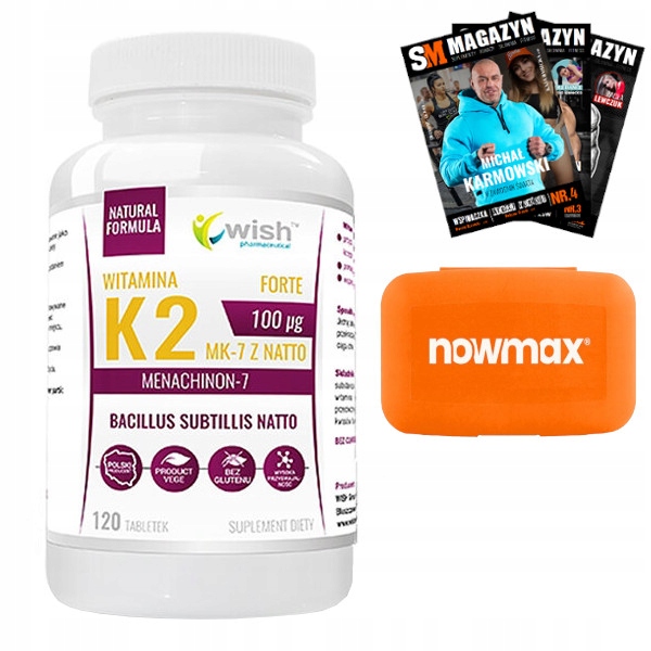 VITAMIN K2 MK-7 NATTO ZUBNÁ KOSŤ 100 mcg 120 tabliet FORTE VITA + PILL BOX