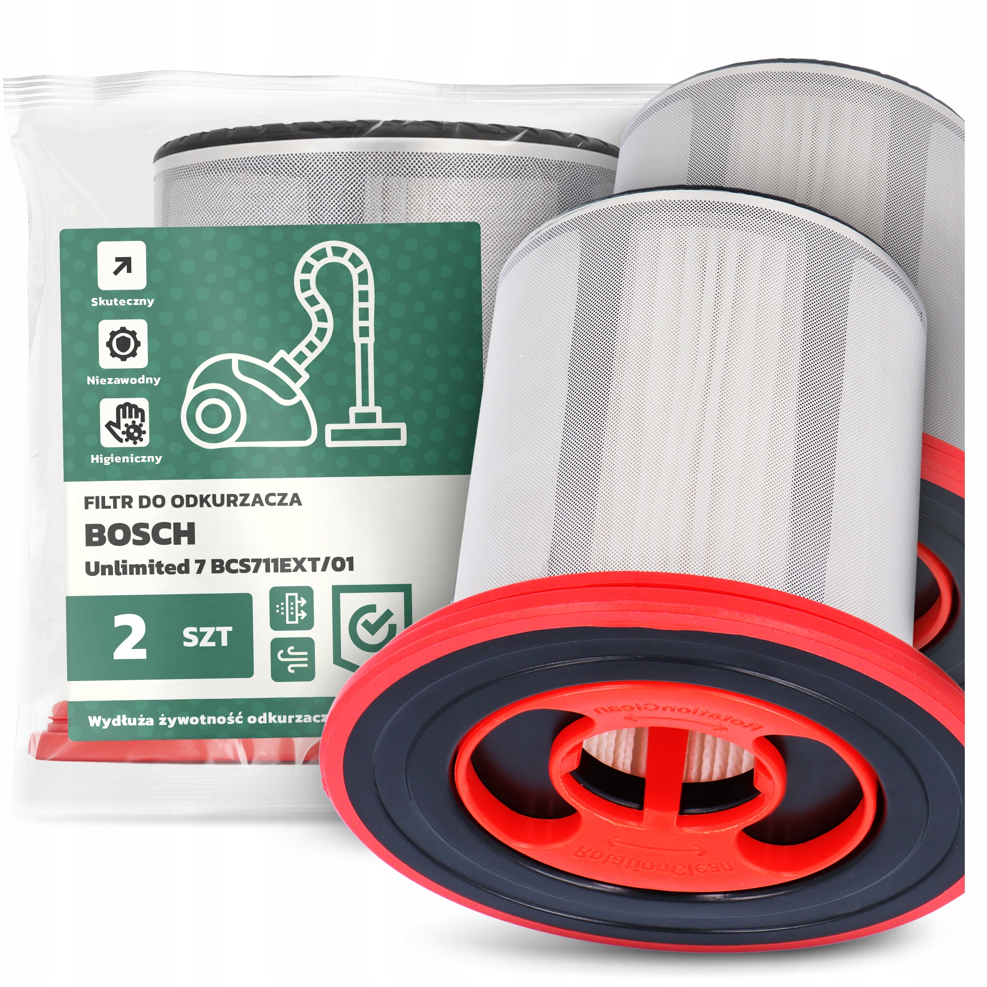 2x Vzduchový Filtr pro Vysavač Bosch Unlimited 7 BCS711EXT/01 Hepa Em-w