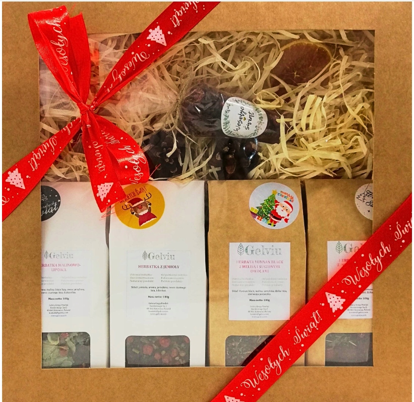 Čajová krabička Dárek k Vánocům Dárek pod stromeček Sada s čajem 430 g