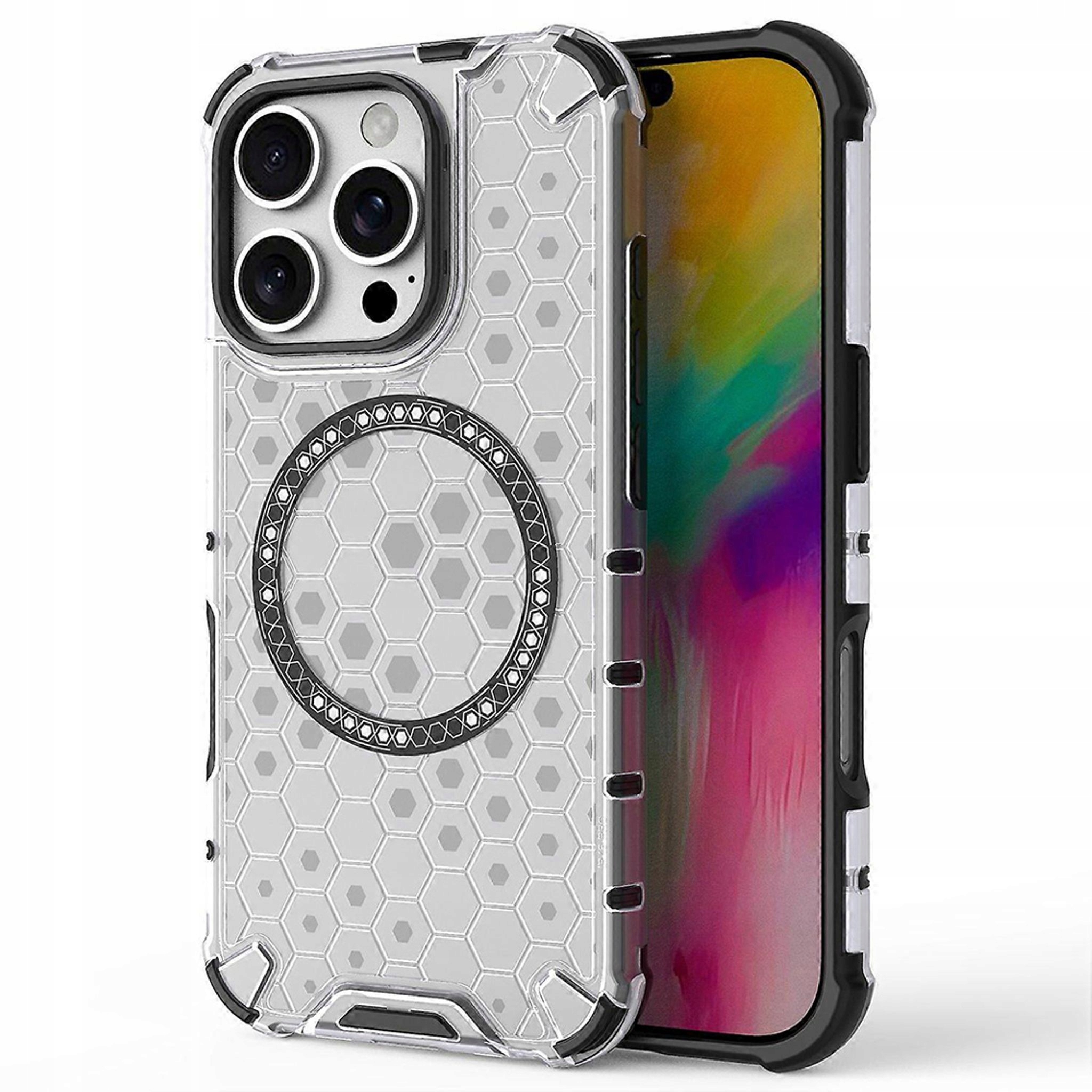 Techsuit HoneyComb Shield MagSafe Etui na iPhone 16 Pro Max biały