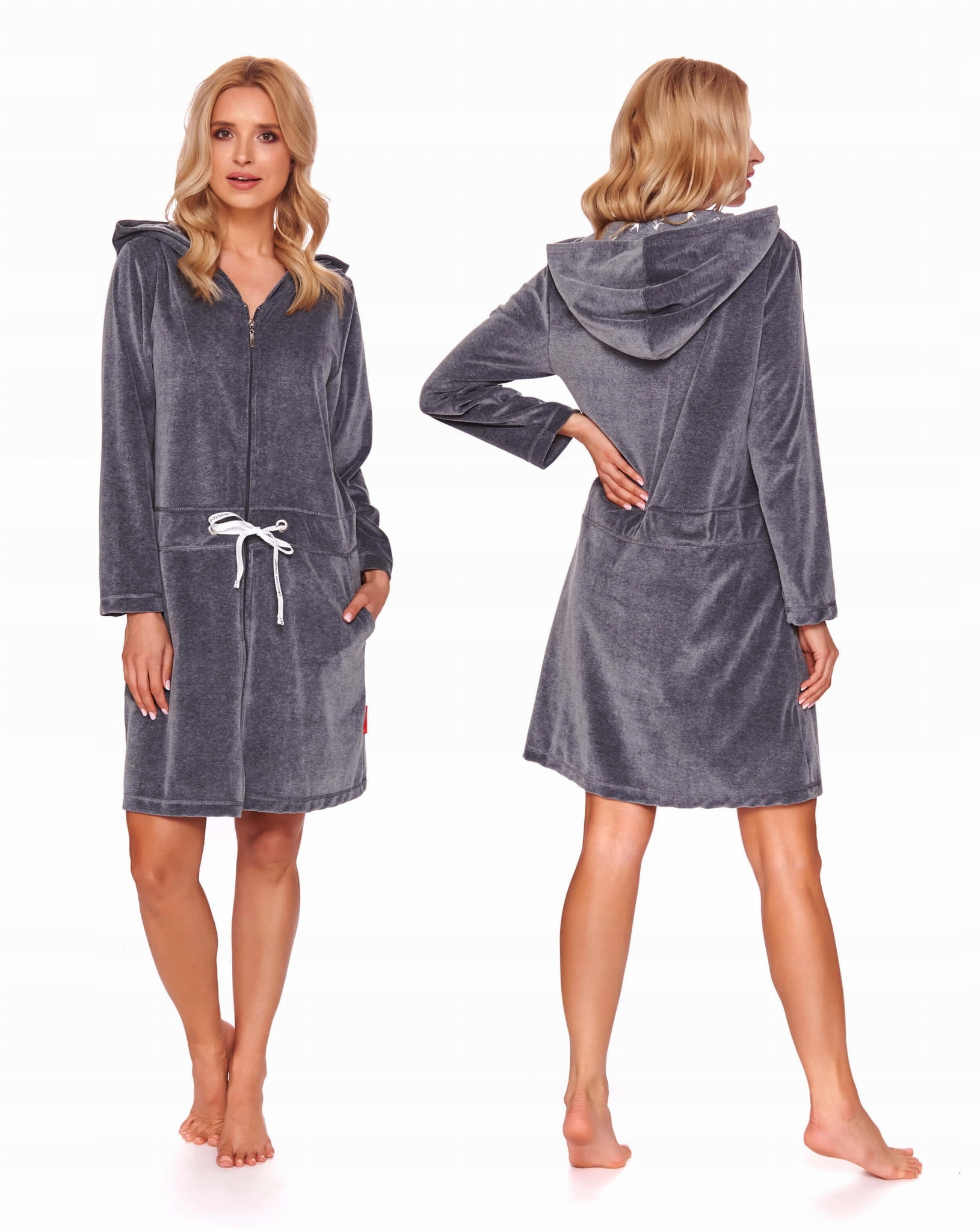 

Szlafrok 1008 welurowy zamek wiązanie kieszenie XL