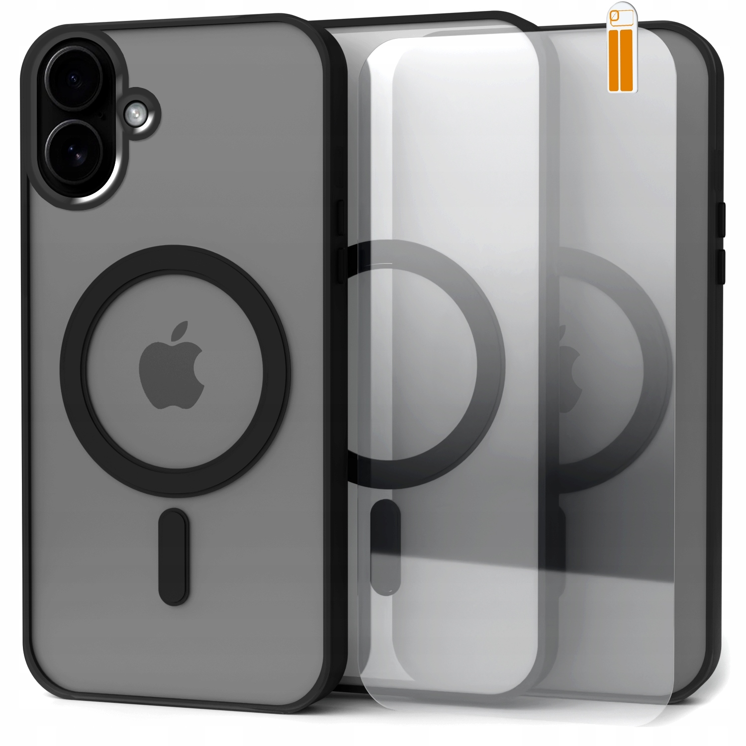 Etui do iPhone 16 Case do MagSafe Matowe Czarne Magnetyczne Szkło 9H