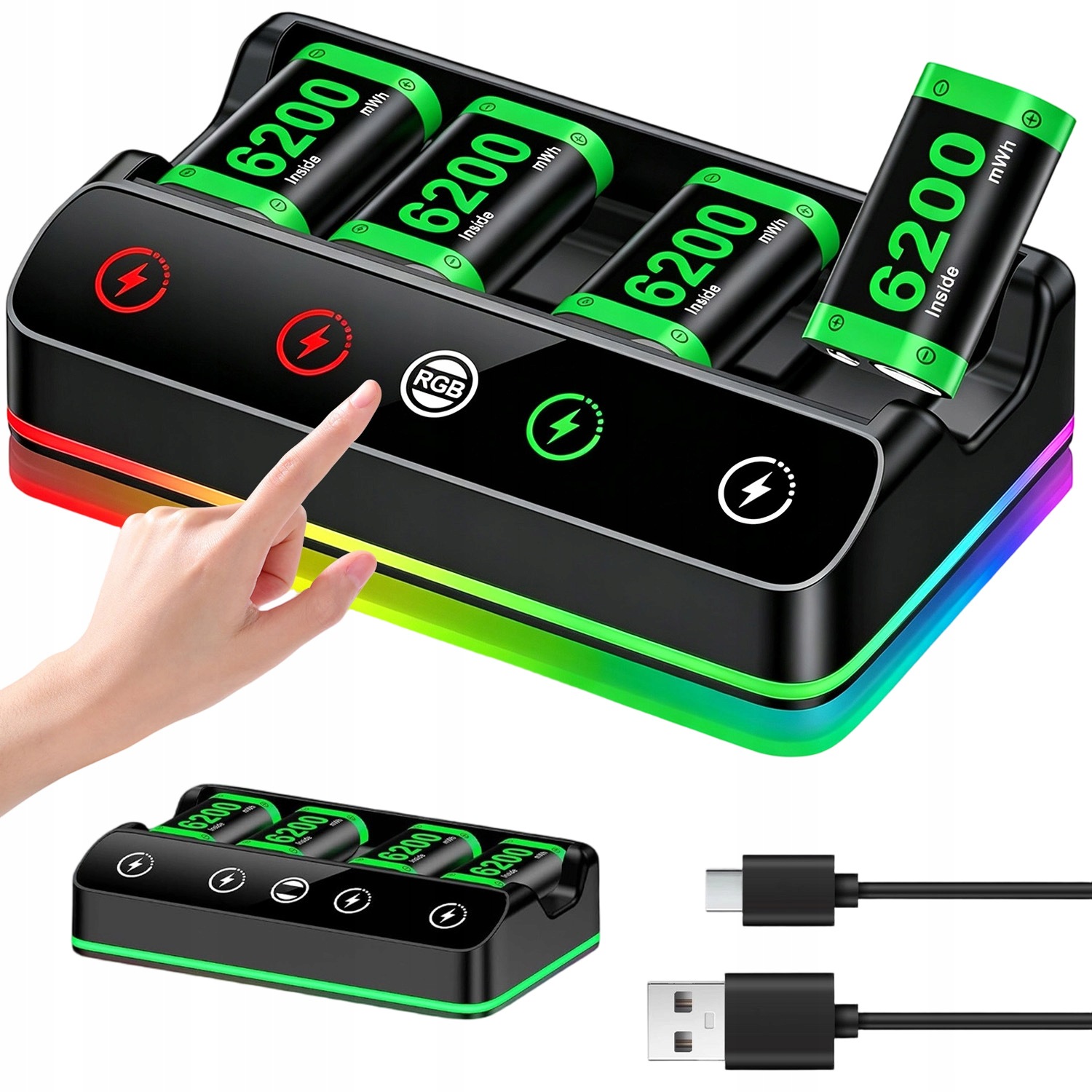 4X Akumulator Bateria Do Pada Od Xbox Series S X 6200 Mwh Wskaźnik Led