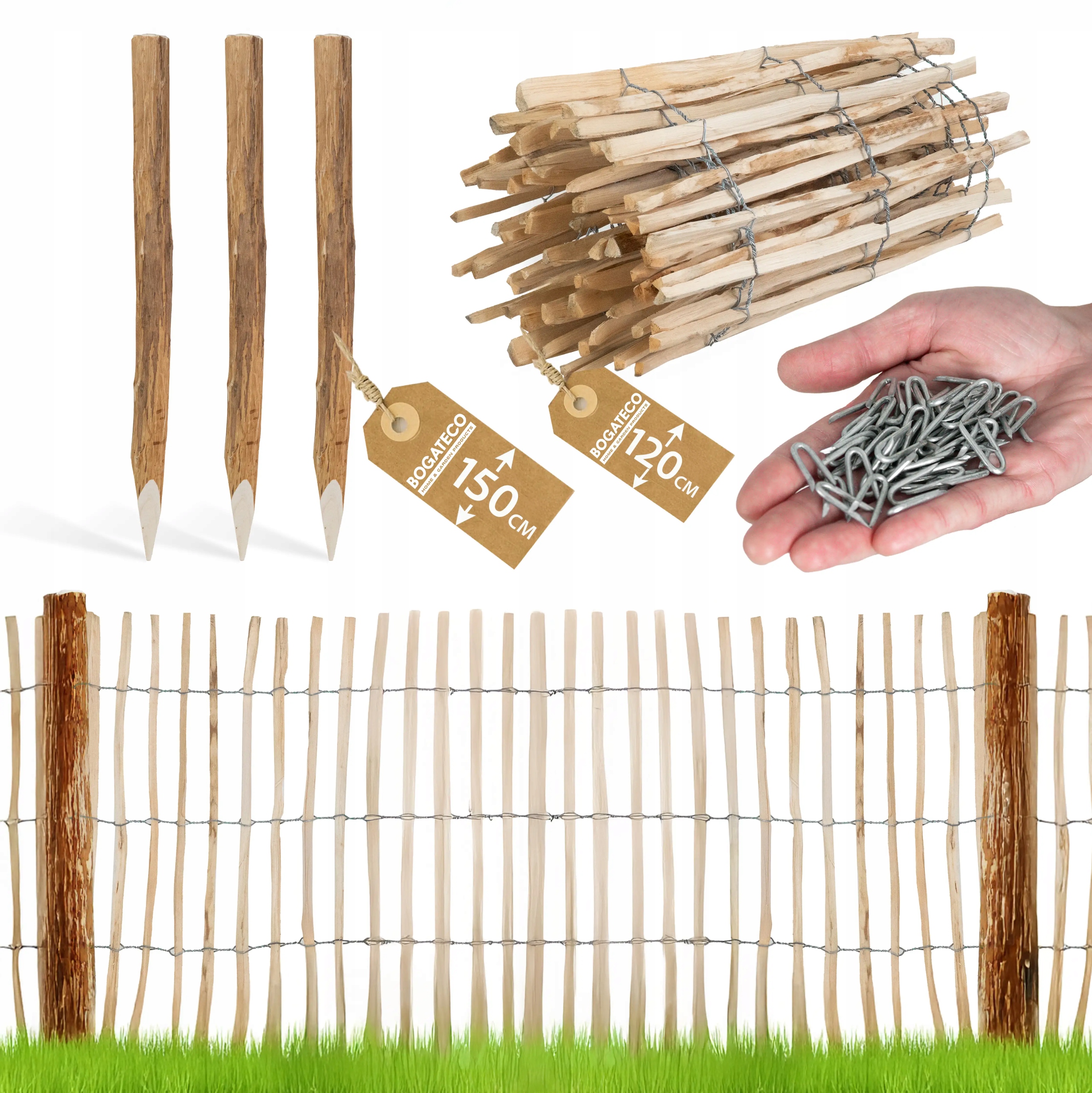 Lesní Štafetový Plot 120 x 500 cm Sloupky 150 cm Mezera 7-8 cm