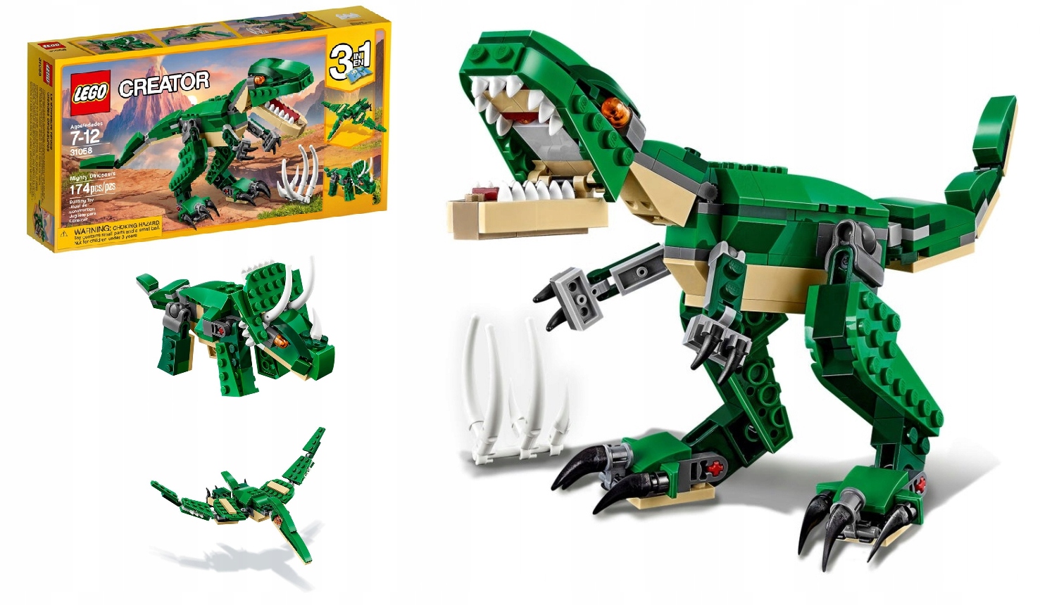 

Lego Creator 7+ Potężne Dinozaury T-rex 3w1 31058