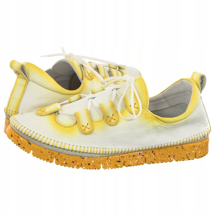 Polobotky Kožené Dámské Maciejka Bílá+Žlutá 06385-07/00-1