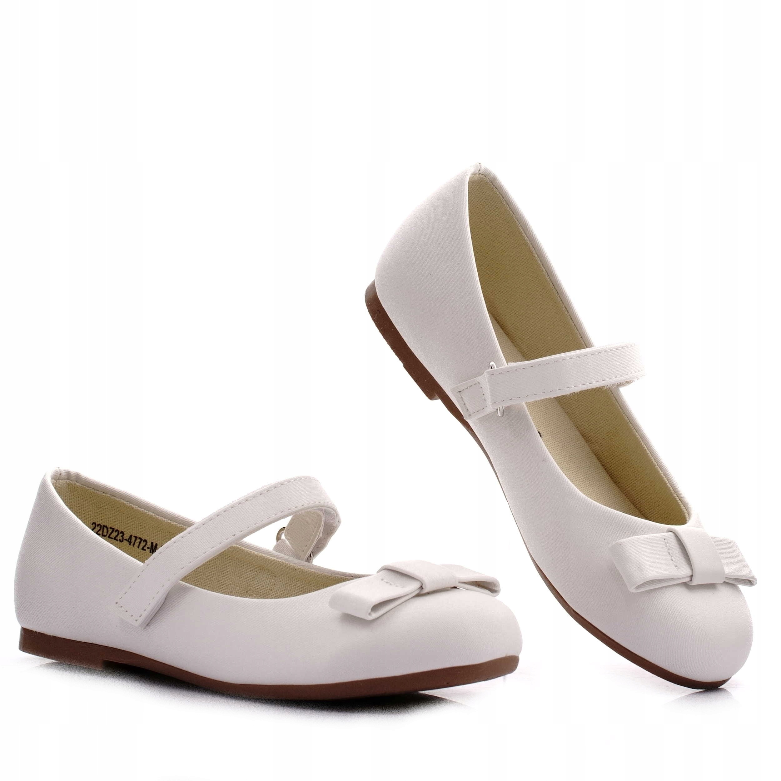 BIAŁE BALERINY BALERINKI BUTY KOMUNIJNE 4772 NA RZEPY 30 Bohater brak