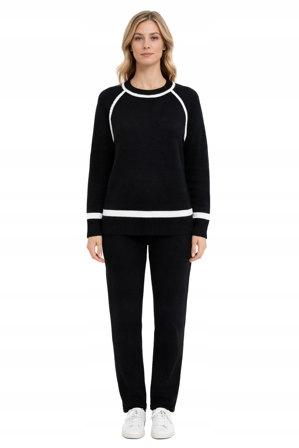 Černý Svetr S Kontrastním Lemováním 1I3A