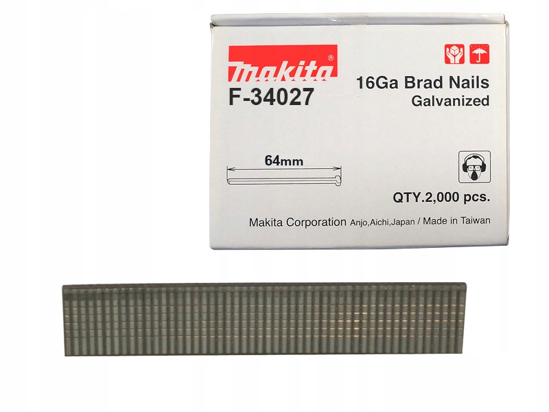 Makita Gwoździe szpilki 16Ga 64 mm do Gwoździarka DBN600 2000 sztuk F-34027