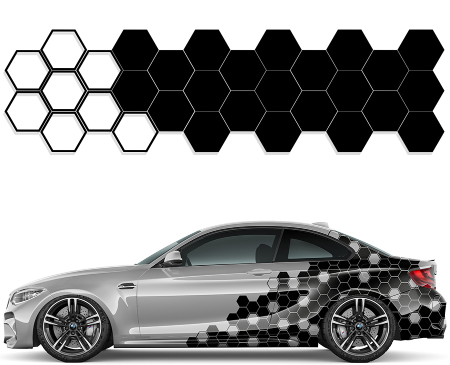 

Naklejki na Auto Motyw Hexagon 30 sztuk 15cm