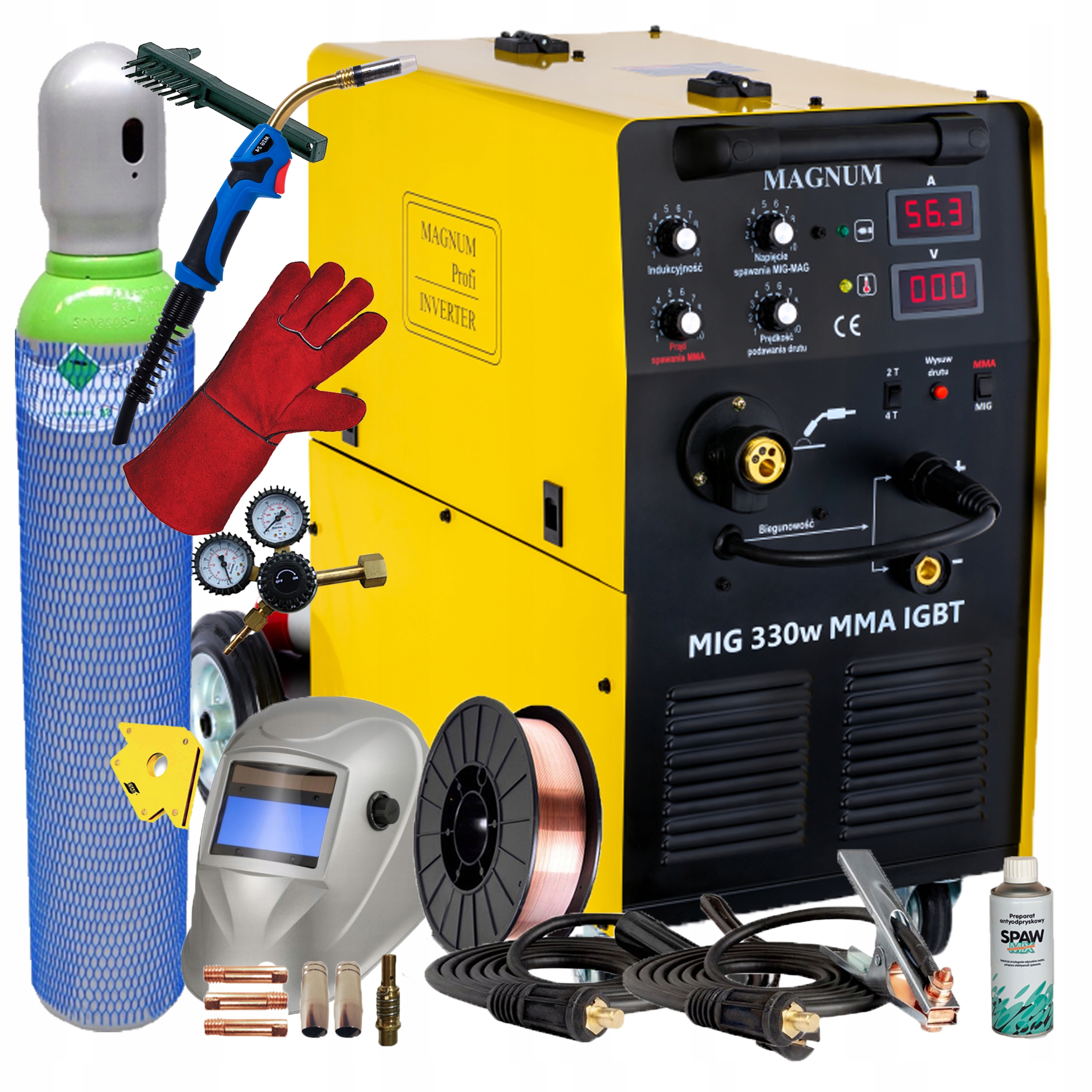 Migomat Spawarka Magnum Mig 330W Mma 330A Tig 3W1 Półautomat