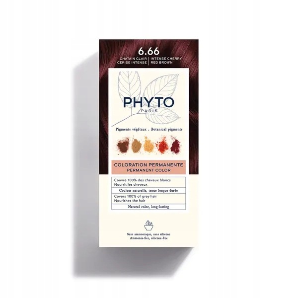 Phyto Color, barva na vlasy, 6.66 intenzivní třešňově červená hnědá, 1 ks