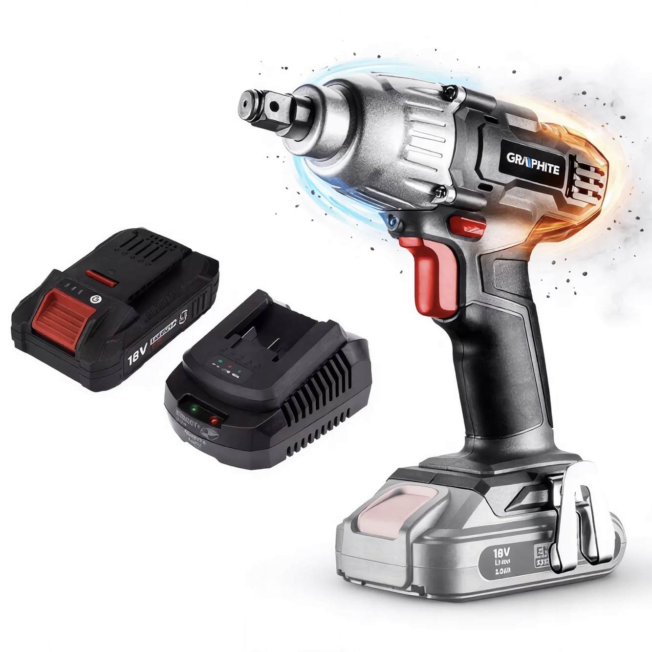 Graphite Rázový Klíč Akumulátor 2AH Energy 18V 1/2 58G018 Sada Napájecího Zdroje