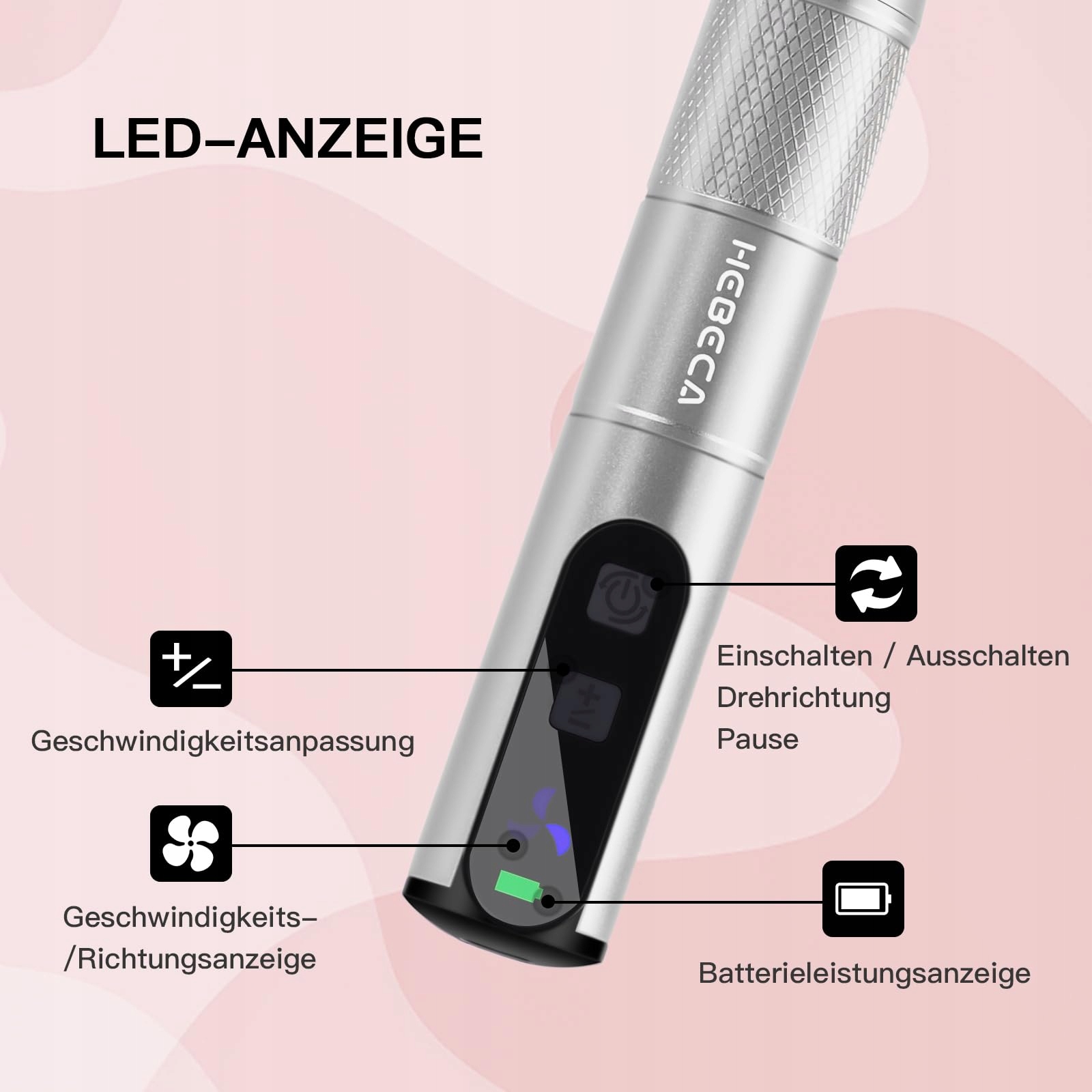 HEBECA Zestaw Do Manicure Pedicure Bezprzewodowy 12w1 Szary — miniatura 6