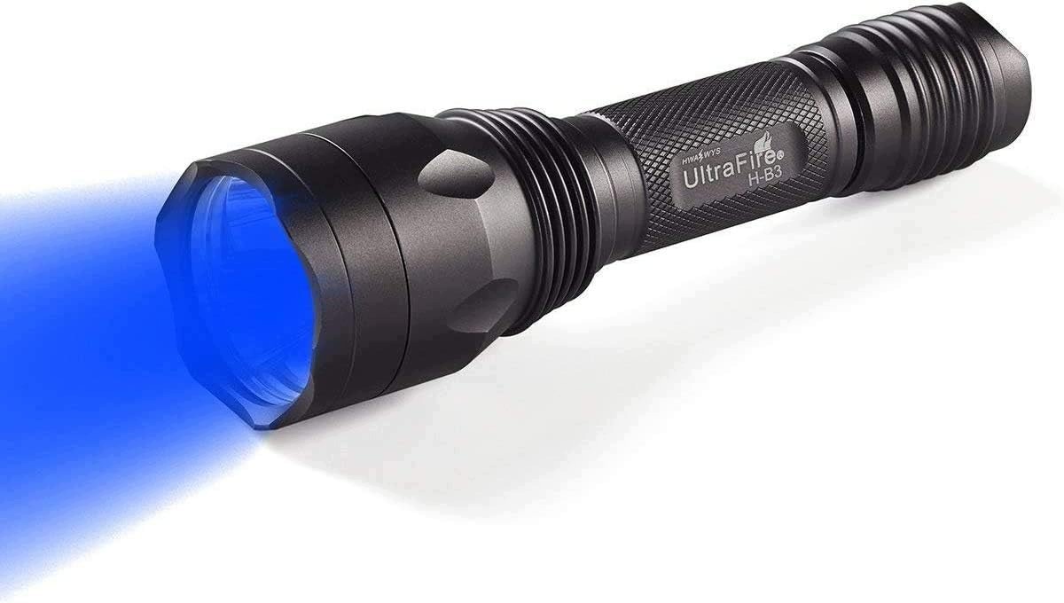 Latarka Ultrafire H-B3 z niebieskim światłem 470 nm mocna Led wędkowanie