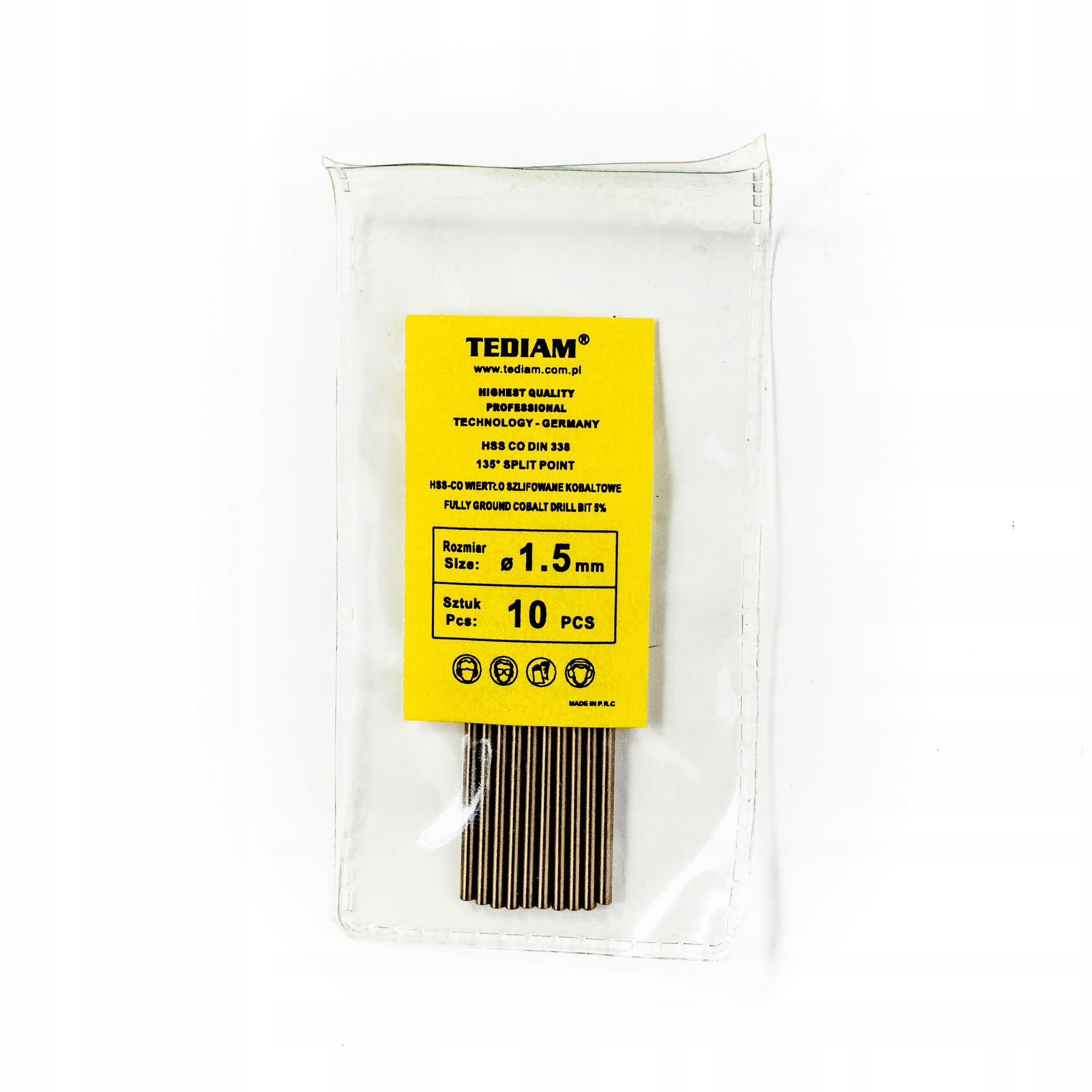 

Wiertła do metalu Tediam Hss Kobalt 1,5 mm 10 szt