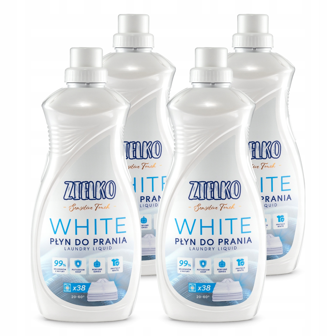 Levně Zielko Bio Tekutý prací prostředek na bílé prádlo Sensitive Touch 4x1000 ml (3+1)
