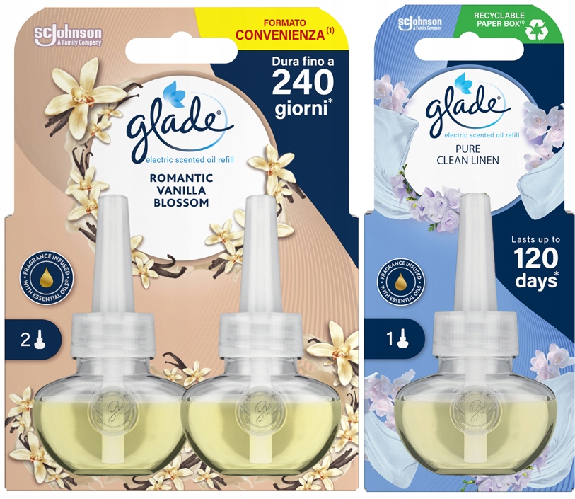 Levně Glade náhradní náplň Romantická Vanilka duo 2x20ml Pure Clean Linen 20ml MIX