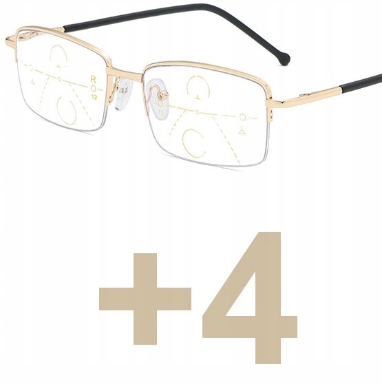 Okulary progresywne wieloogniskowe Dal: 0 bliż +4