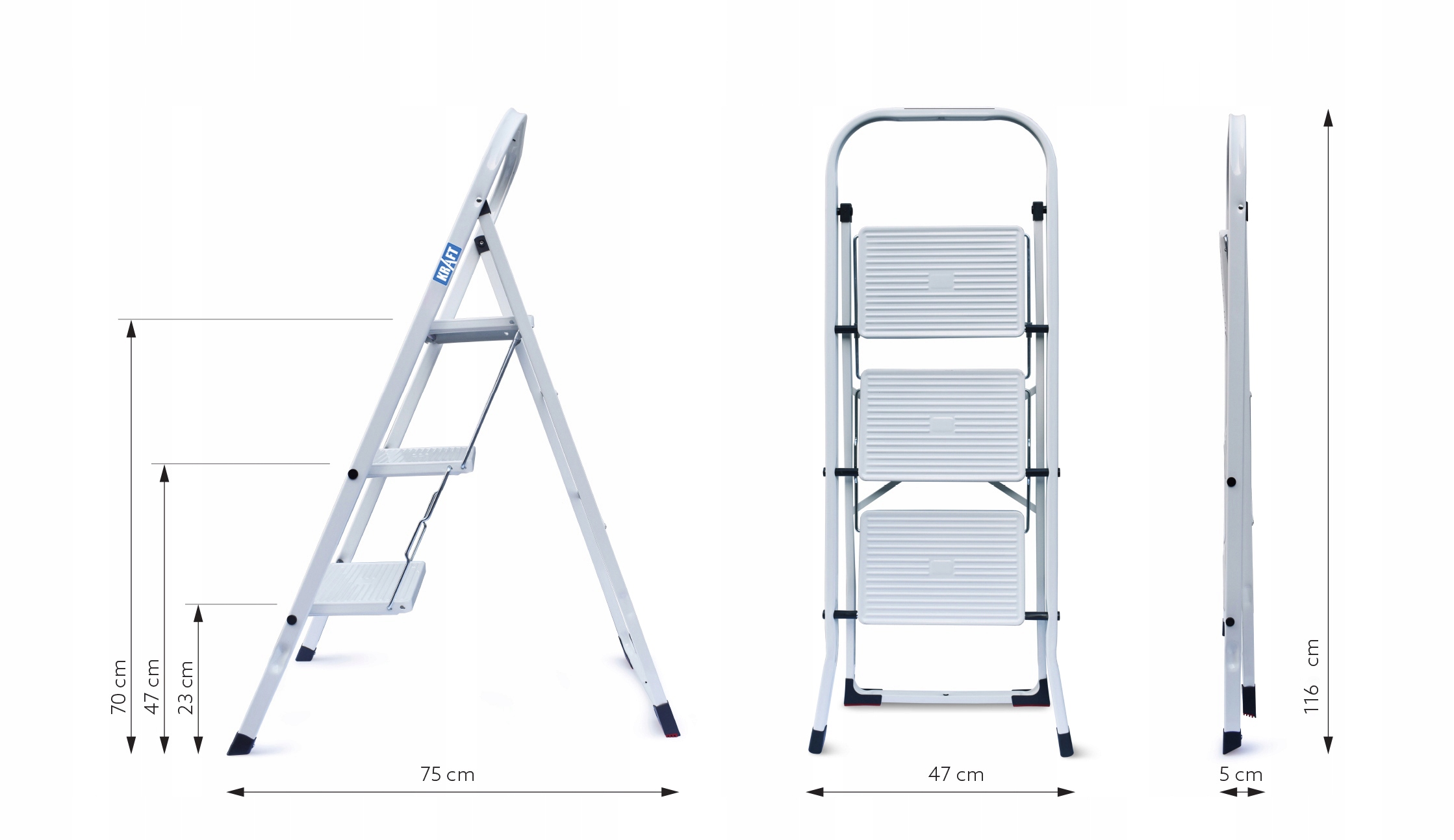 Drabina domowa stalowa schodki składane 3 stopnie Kod producenta ST-MF3