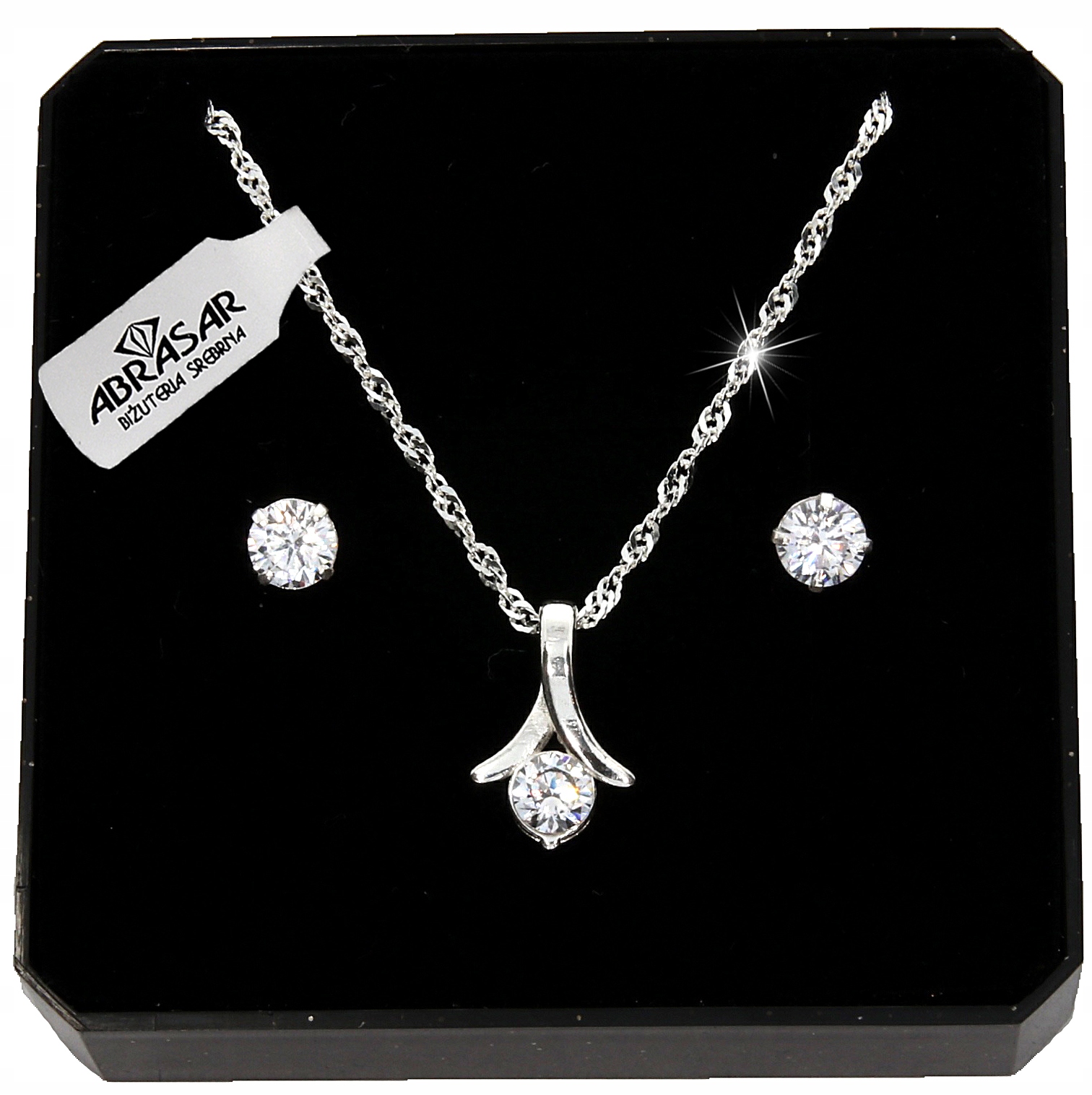 

Srebrny Komplet Biżuterii Cyrkonie 925