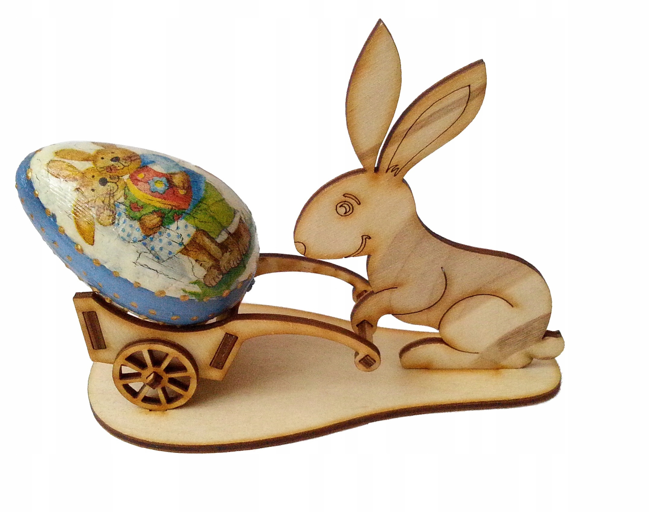 Podstawka pod Jajko Wielkanoc Zając z wózkiem W03