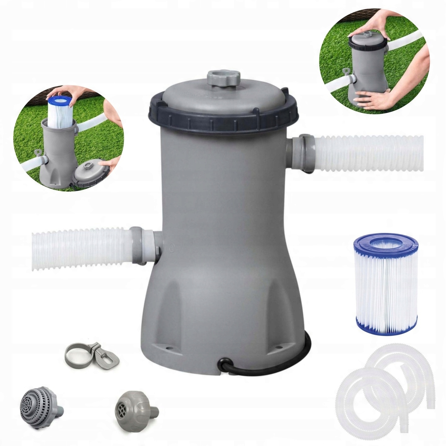 Pompa Filtrująca Do Basenu Czyszcząca Basenowa Węże Filtr Wydajna 3028L/H