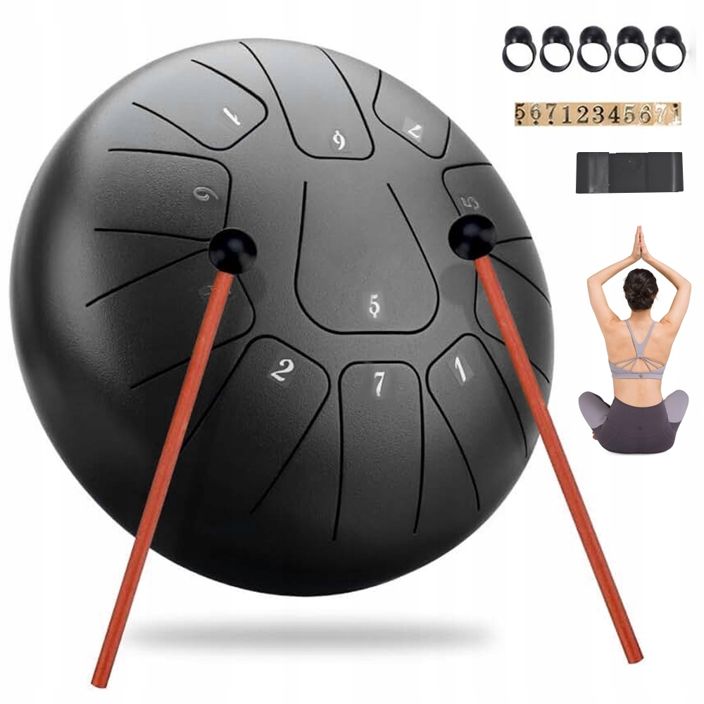 Ocelový Meditační Buben S 11 Tóny A Kompletní Sadou Příslušenství