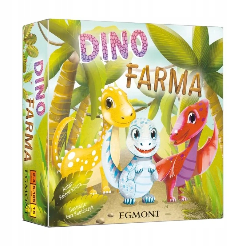 Gra planszowa Dinofarma rodzinna Dinozaury kolorowa kafelki prosta 5+