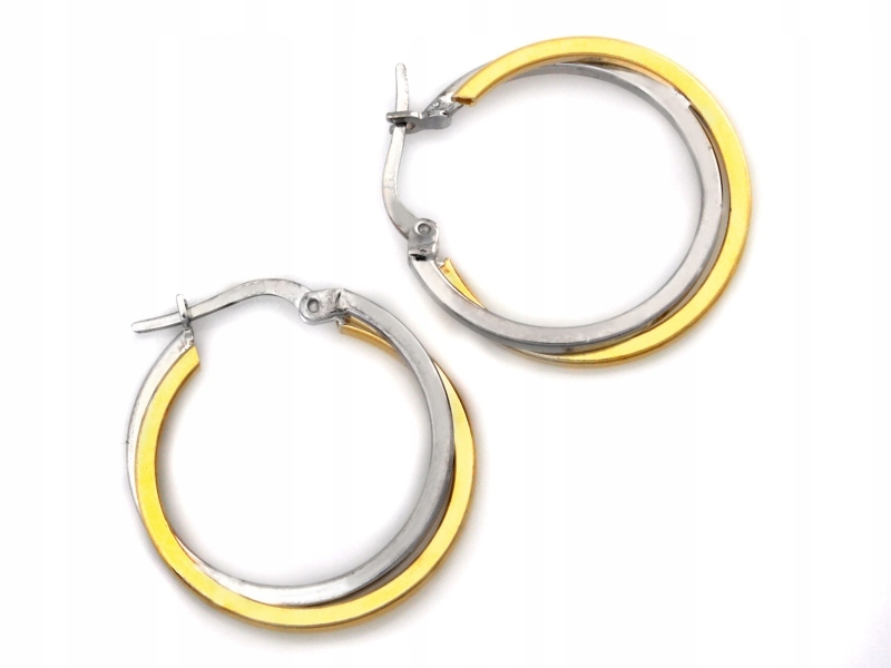 Stříbrné náušnice 925, klasická proplétaná kolečka, dvě barvy stříbro a zlato