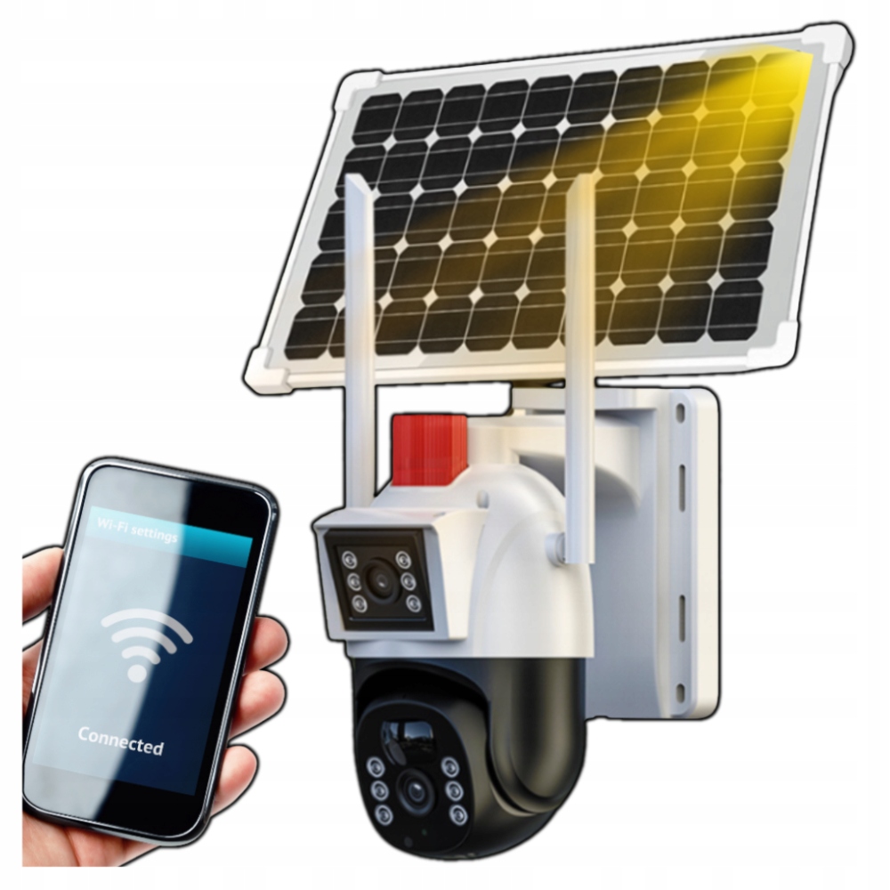 Kamera Ip Bezprzewodowa Wifi Solarna Zewnętrzna Full Hd Led Detekcja Ruchu