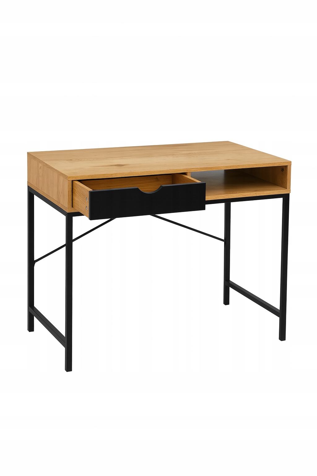 Industriálny loftový stôl s poličkou a zásuvkou, drevená pracovná doska, kancelária, obývacia izba