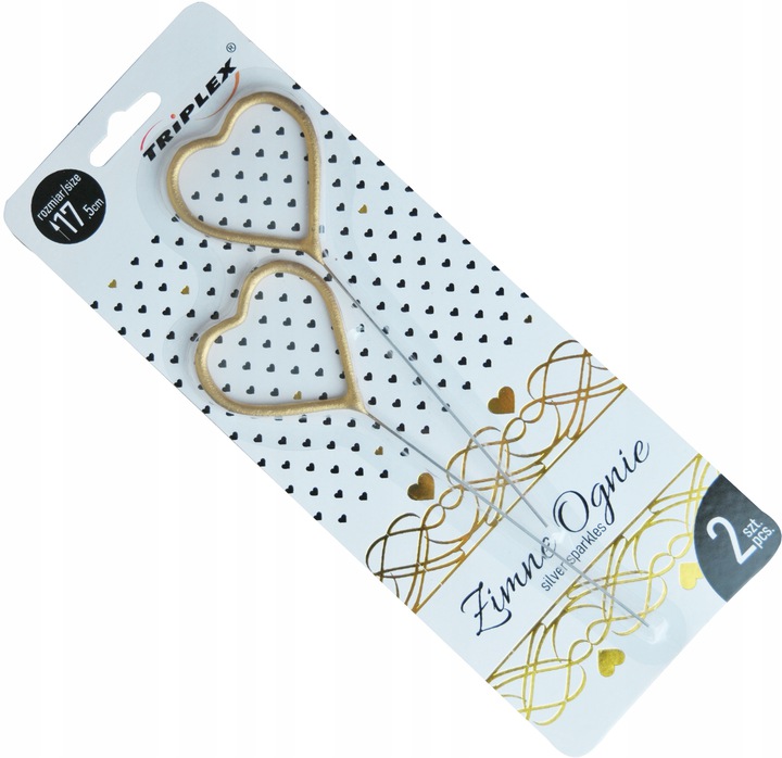 ZIMNE OGNIE SZTUCZNE SERCA ZŁOTE 2SZT