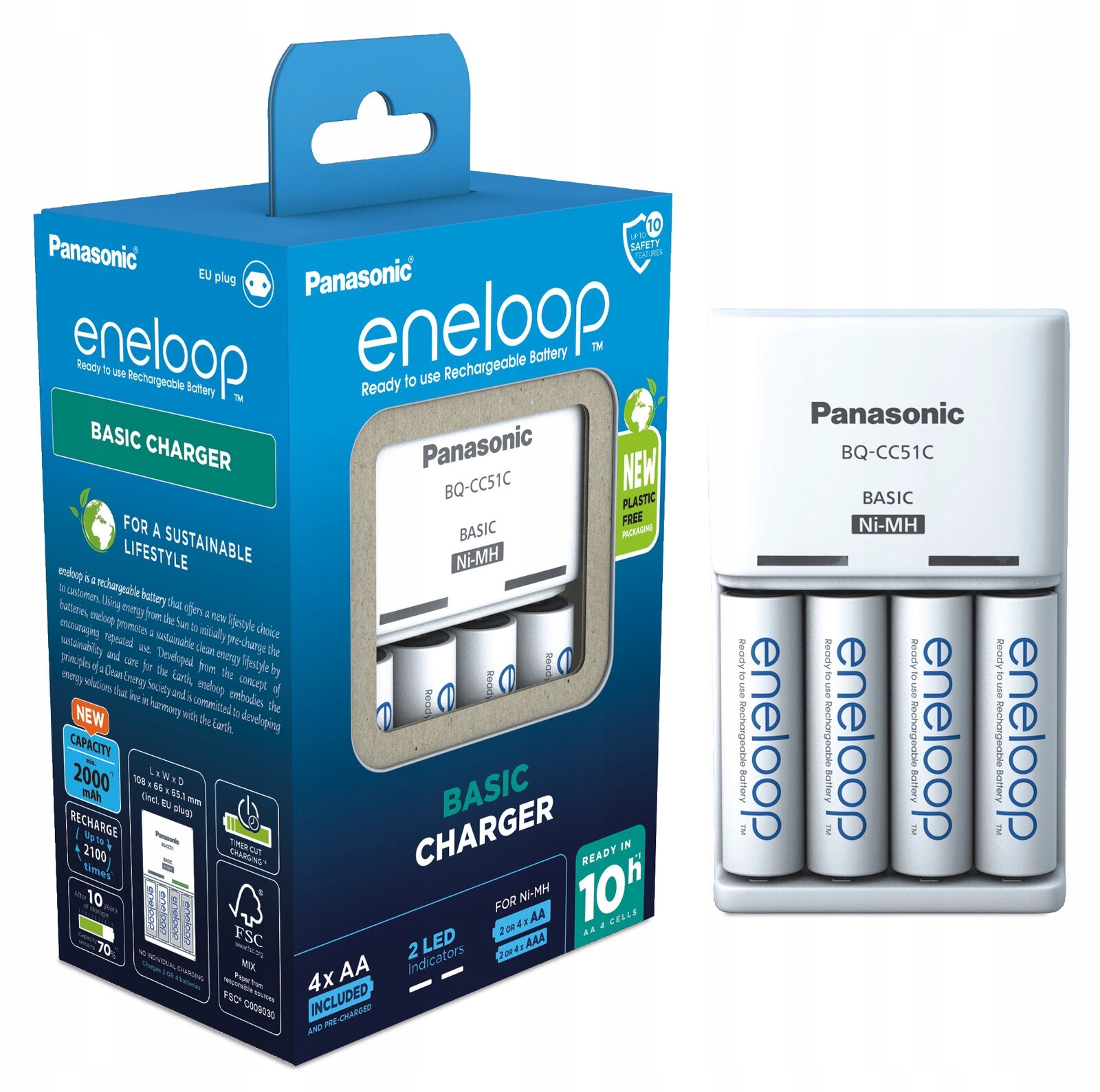 Nabíječka akumulátorů Ni-MH Panasonic Eneloop BQ-CC51 4 x R6/AA Eneloop