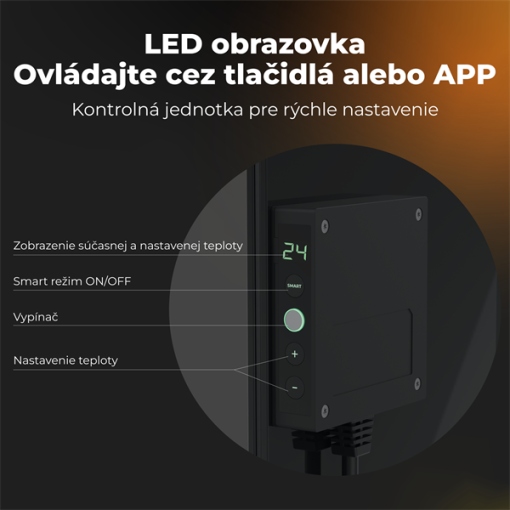 AENO GH4S Grzejnik szklany Smart 700W app+panel LED czarny wtyczka EU — 24