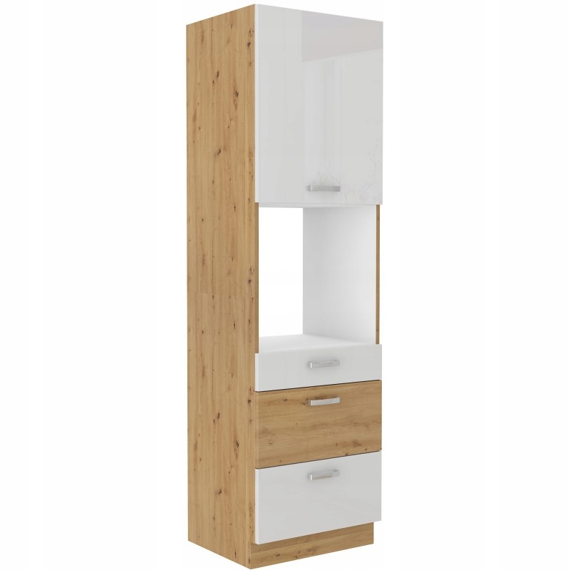 Szafka kuchenna słupek ARTISAN 60 DPS-210 3S 1F BIAŁY POŁYSK / DĄB ARTISAN